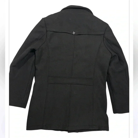 Men's Wool Jacket Single Breasted Winter Coat with Detachable Scarfs Quilted M - Picture 5 of 9